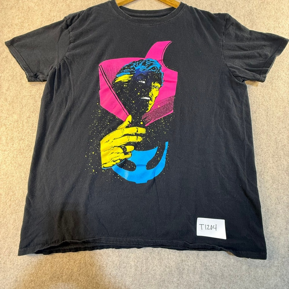 Marvel Doctor Strange Graphic T-Shirt Mens Large‎ Black Neon Cosmic Art Tee L